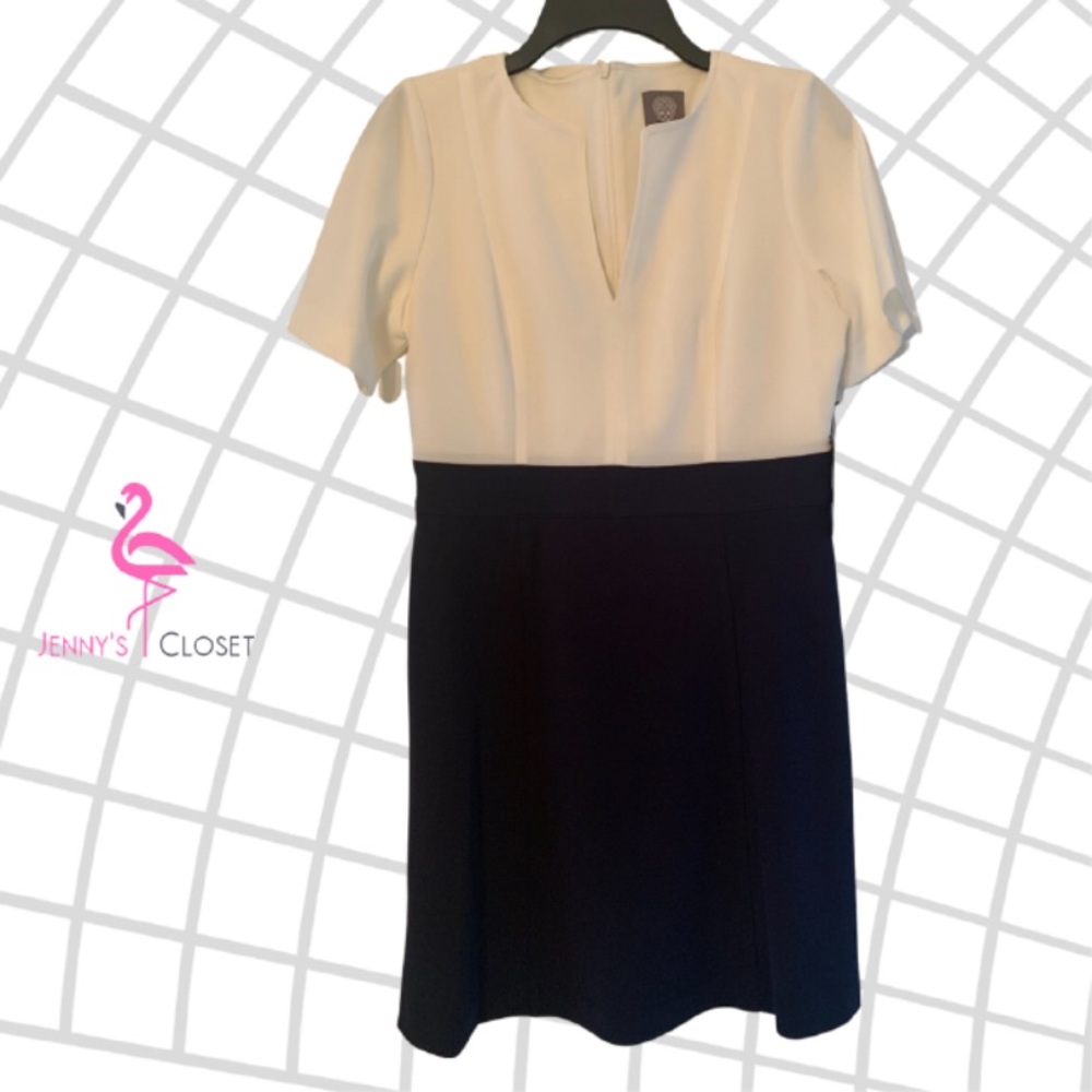 Vince Camuto, Size 4, Navy Blue and Cream Dress